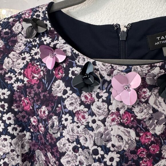 Tahari Floral Sleeveless Fit & Flare Dress Womens Size 10 Cocktail Party Wedding - Picture 5 of 7